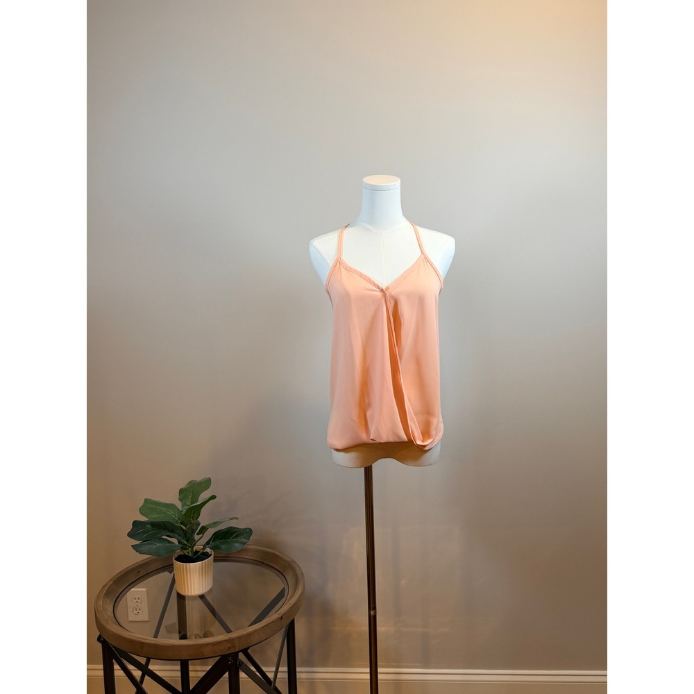 Lily‎ White Peach Surplice Crossover Camisole Racerback Tank Top XS Made in USA